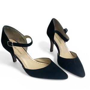 Adrienne Vittadini Black Suede Dress Shoe w Ankle Tie